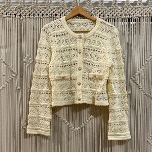 Cider Cream Knit Cardigan with Gold Button Accents
